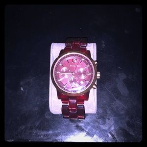 Michael Kors Burgundy and Gold Watch